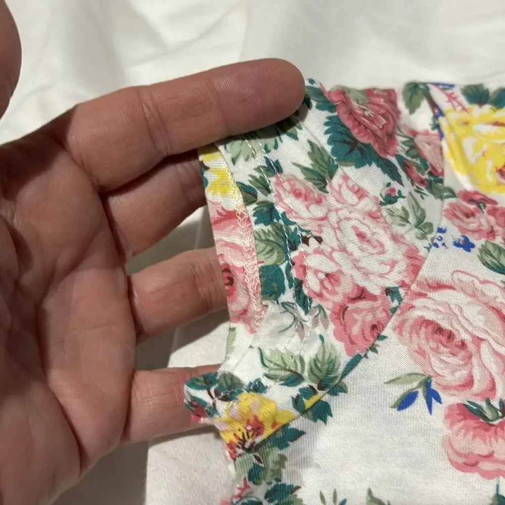 Ralph Lauren 6 💯cotton floral t shirt sage green white pink nwot soft